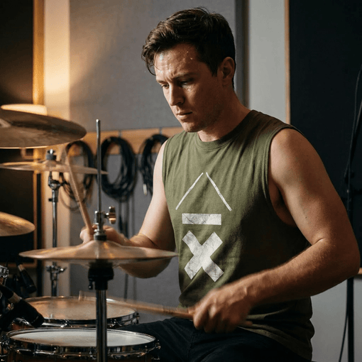 The Best Sleeveless Tee for Drummers? Why I Created the DRMMR Ice Fabric Tank - Above Average Clothing