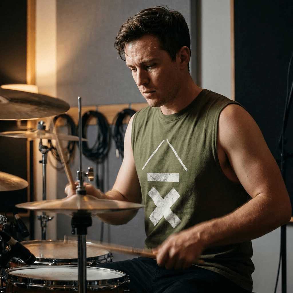 The Best Sleeveless Tee for Drummers? Why I Created the DRMMR Ice Fabric Tank - Above Average Clothing