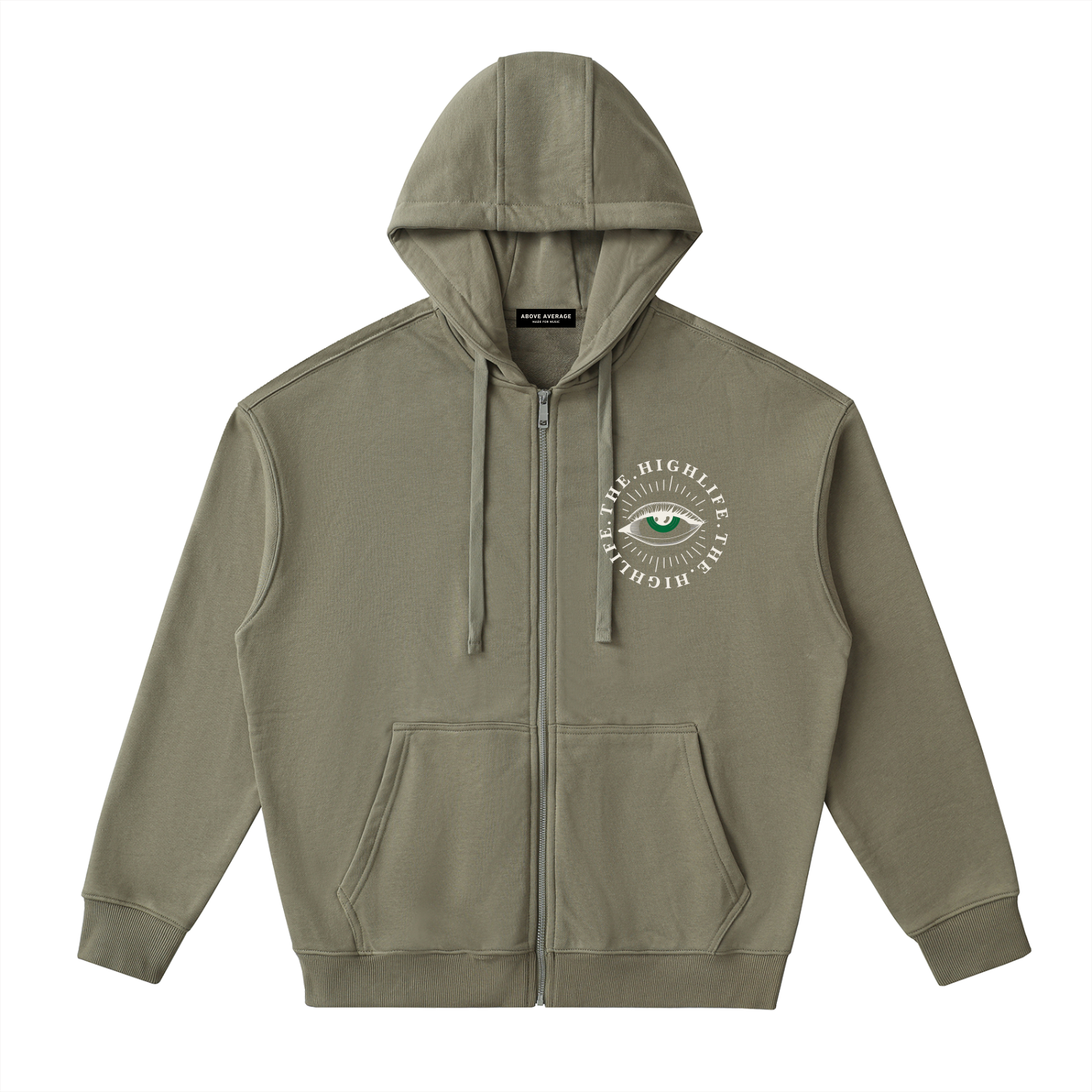 the high life zip up hoodie chest logo