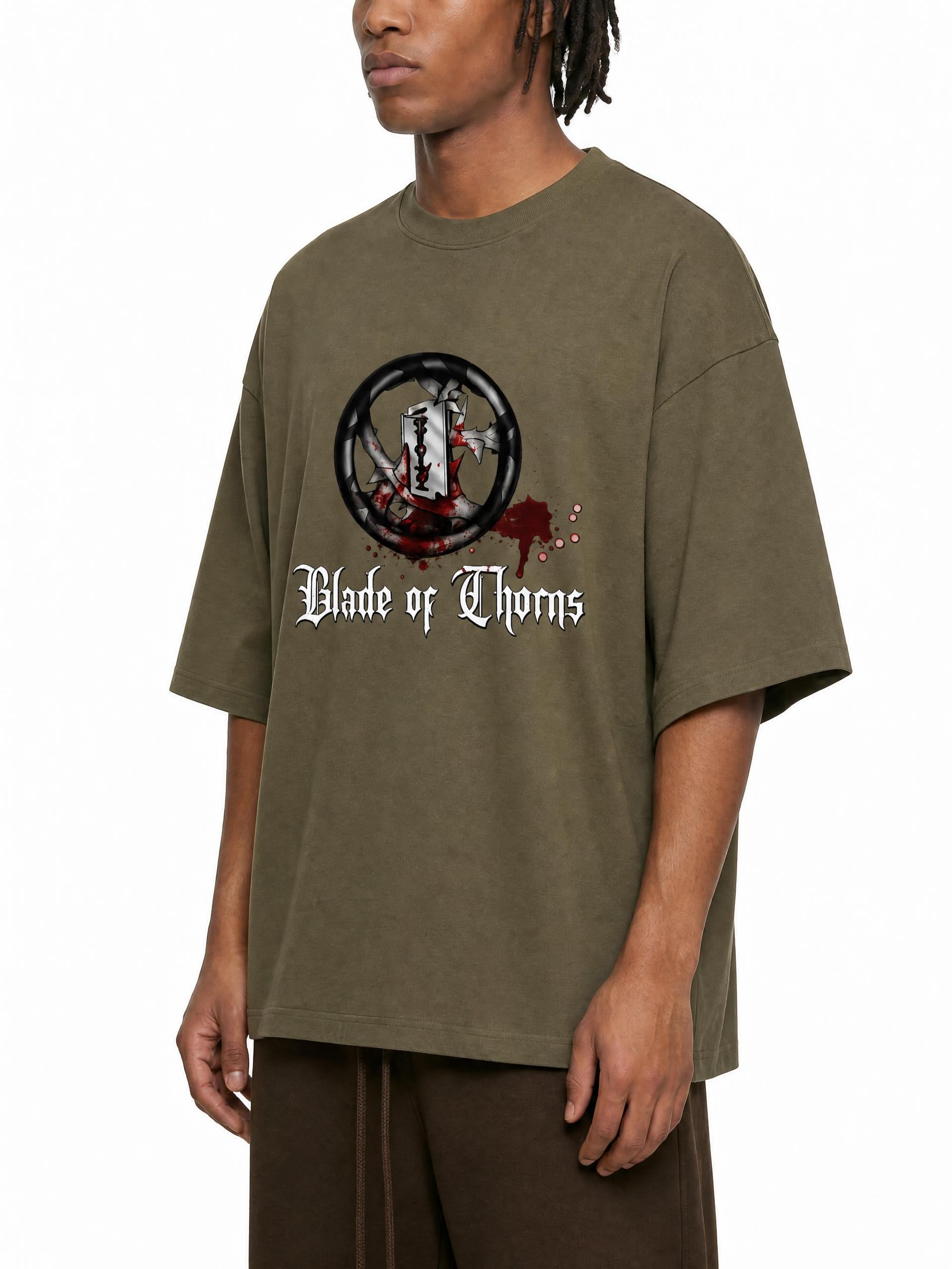Blade of Thorns Drop Shoulder Band Tee