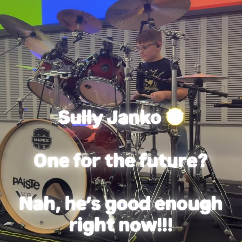 Sully Janko performing on the main stage mini at the 2025 UK Drum Show