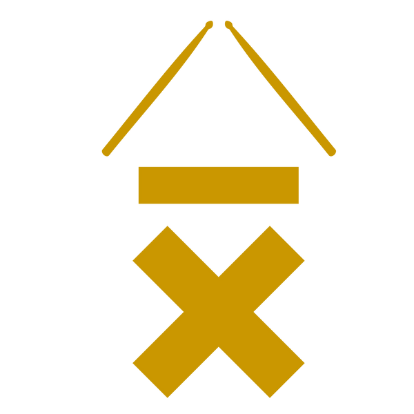 the Above Average Ascent logo reimagined with drumsticks instead of the caret shape