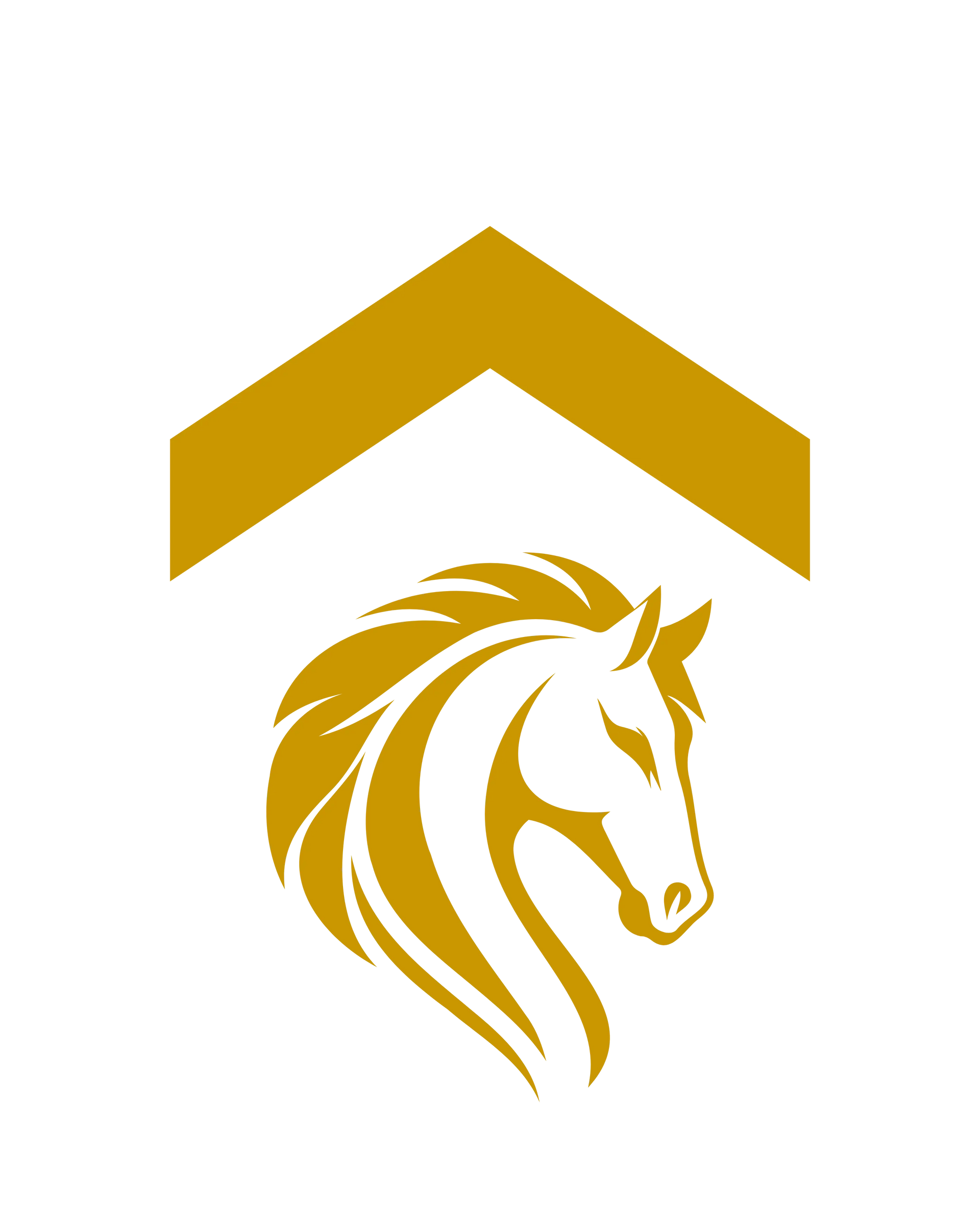 Above Average equestrian logo with the iconic gold caret rising above a horse head silhouette