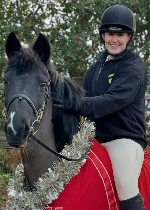 above average brand ambassador poniesaremylegs at christmas on her pony