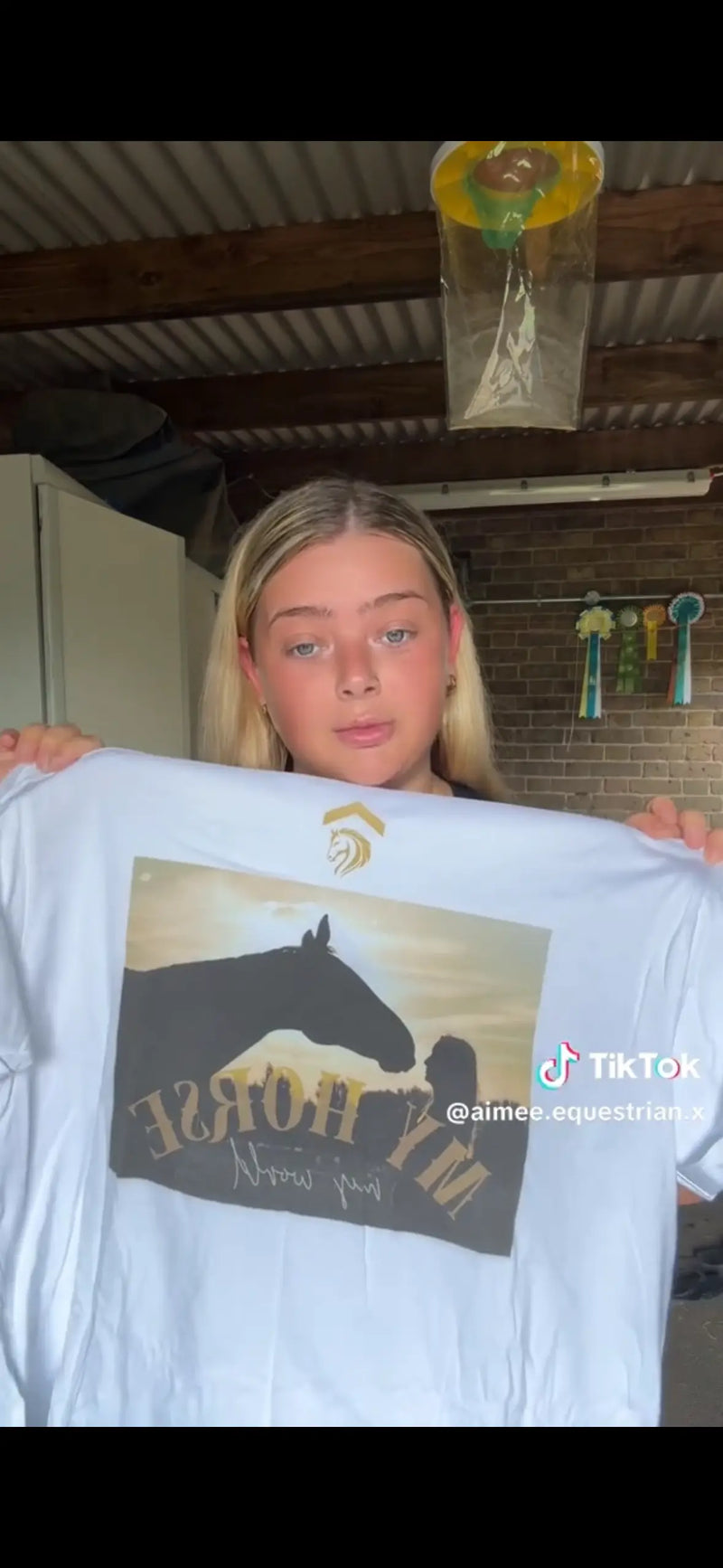 aimee with her 'my horse my world' tee from Above Average