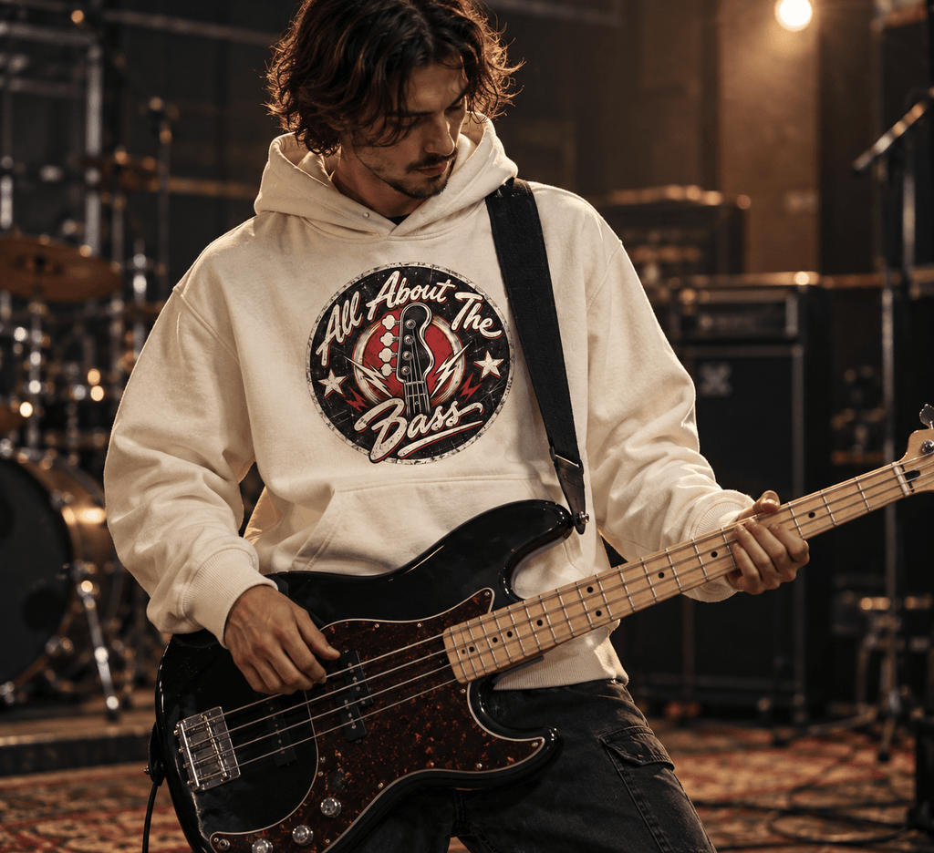 'All About The Bass' Graphic Hoodie | Above Average Clothing | organic cotton apparel