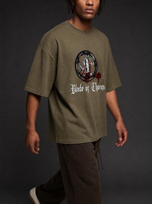 Blade of Thorns Drop Shoulder Band Tee | Above Average Clothing | organic cotton apparel