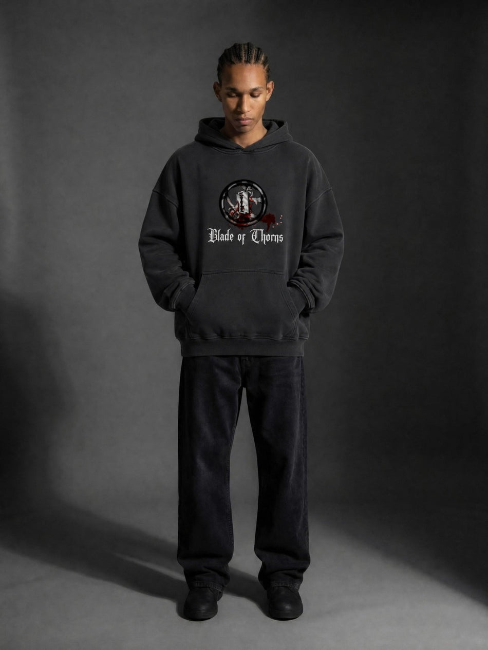 Blade of Thorns Logo Hoodie | Above Average Clothing | organic cotton apparel