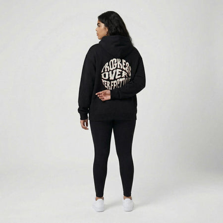 CORE Oversized Heavyweight Hoodie 'Progress Over Perfection' | Above Average Clothing | organic cotton apparel