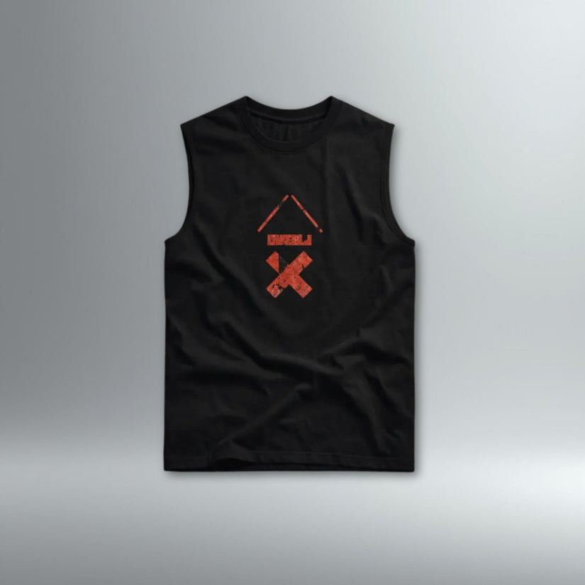 DRMMR Sleeveless Tee Distressed Ascent Logo | Above Average Clothing | organic cotton apparel