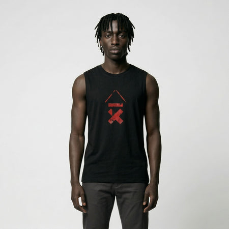 DRMMR Sleeveless Tee Distressed Ascent Logo | Above Average Clothing | organic cotton apparel