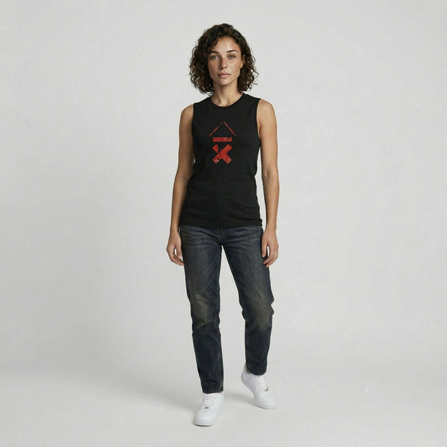 DRMMR Sleeveless Tee Distressed Ascent Logo | Above Average Clothing | organic cotton apparel