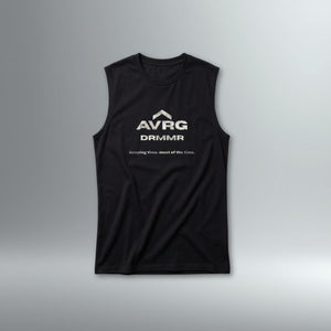 DRMMR Sleeveless Tee 'keeping time' Slogan | Above Average Clothing | organic cotton apparel