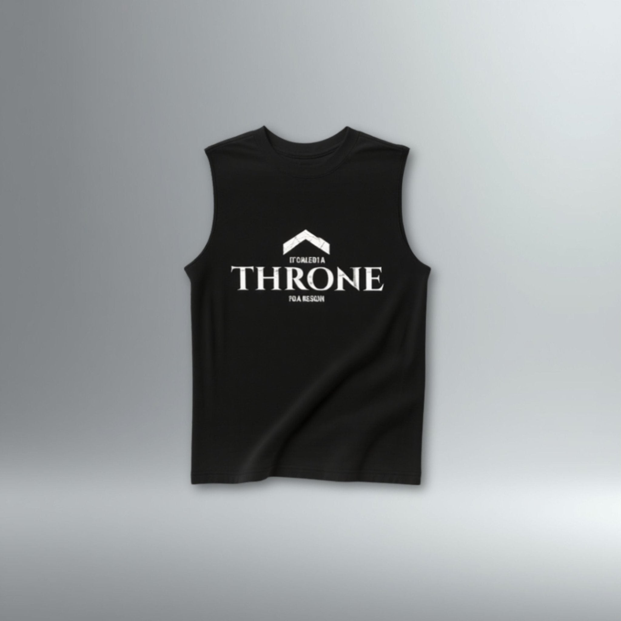 DRMMR Sleeveless Tee 'THRONE' Slogan | Above Average Clothing | organic cotton apparel