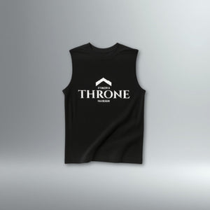 DRMMR Sleeveless Tee 'THRONE' Slogan | Above Average Clothing | organic cotton apparel