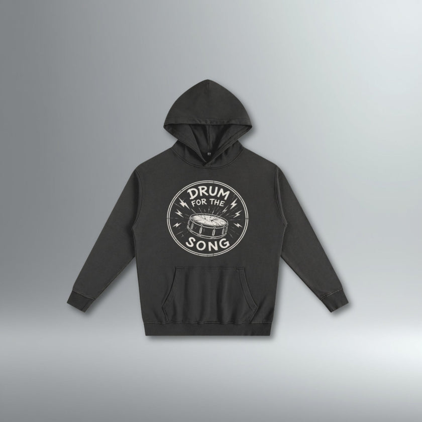 Drum For The Song Round Logo Hoodie | Above Average Clothing | organic cotton apparel