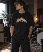 Drummers Universe Caret Tee - Exclusive Gold Logo | Above Average Clothing | organic cotton apparel