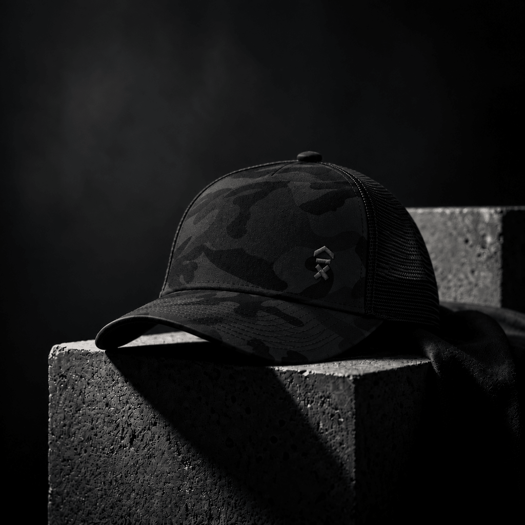 Embroidered Camo Trucker Cap | Above Average Clothing | organic cotton apparel