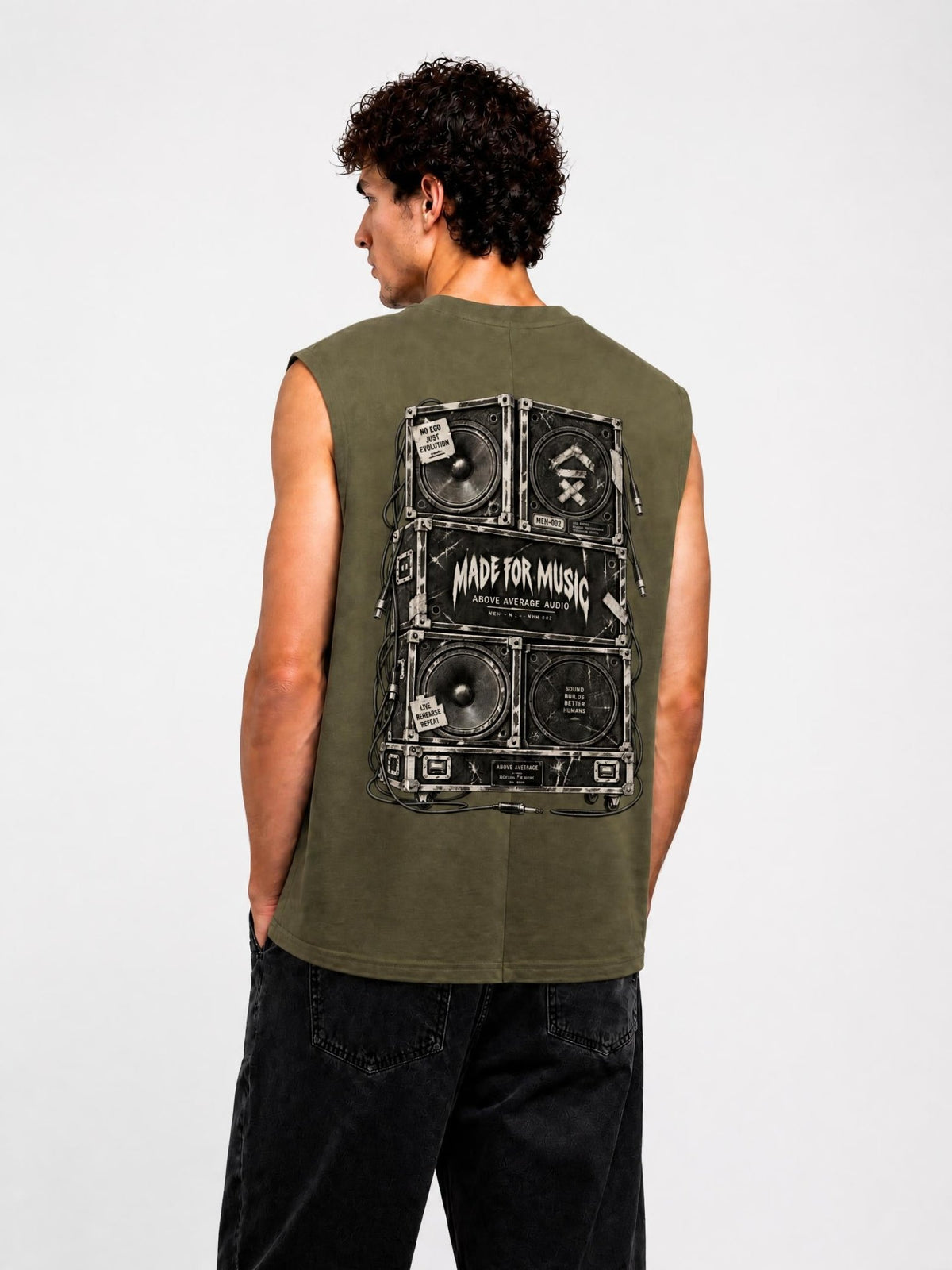 Made For Music Audio Stack Sleeveless Tee | Above Average Clothing | organic cotton apparel