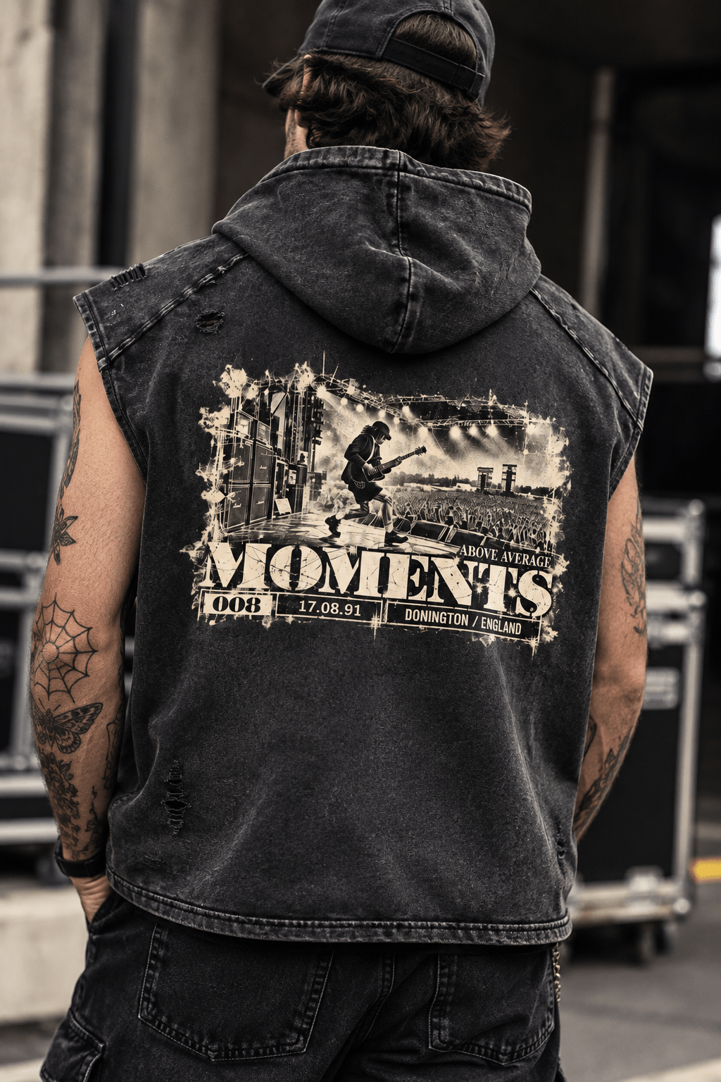 MOMENTS 008: 'High Voltage' Sleeveless Hoodie | Above Average Clothing | organic cotton apparel
