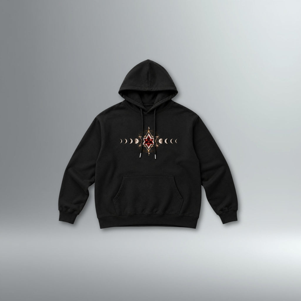 Stella Octangula Lunar Phase Hoodie | Above Average Clothing | organic cotton apparel