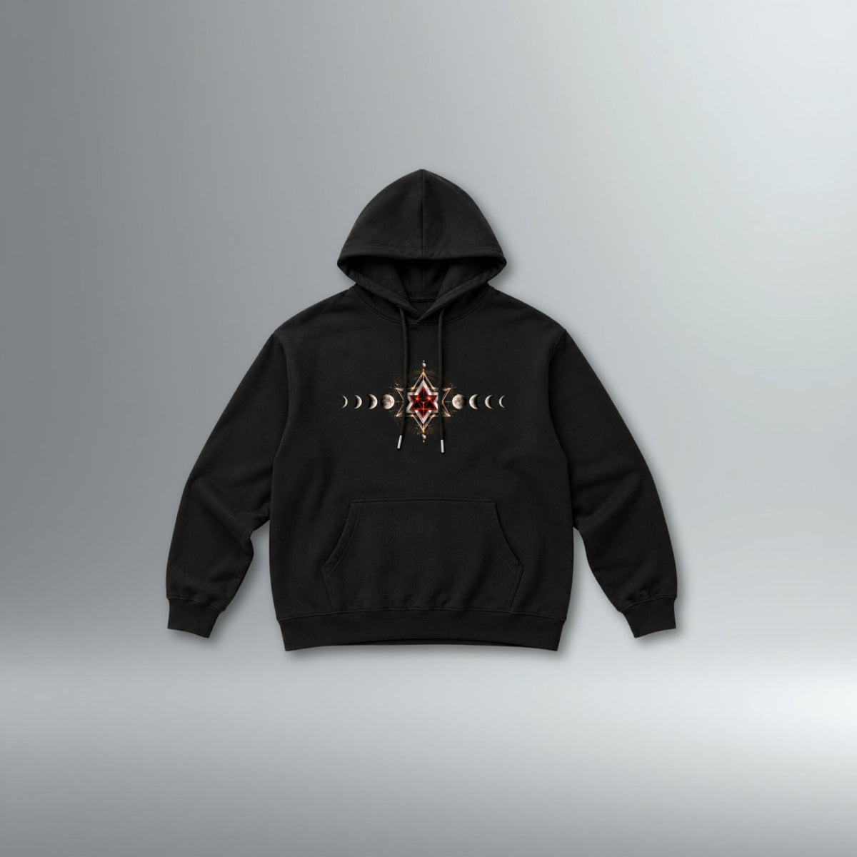 Stella Octangula Lunar Phase Hoodie | Above Average Clothing | organic cotton apparel
