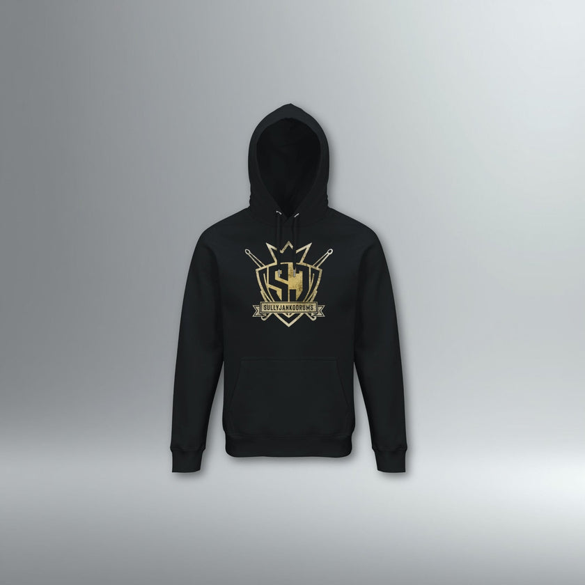Sully Janko Hoodie | Gold Grunge Shield | Above Average Clothing | organic cotton apparel