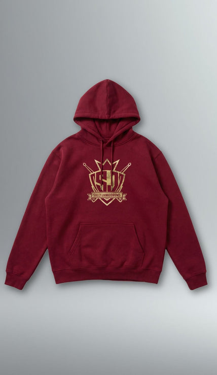 Sully Janko Hoodie | Gold Grunge Shield | Above Average Clothing | organic cotton apparel