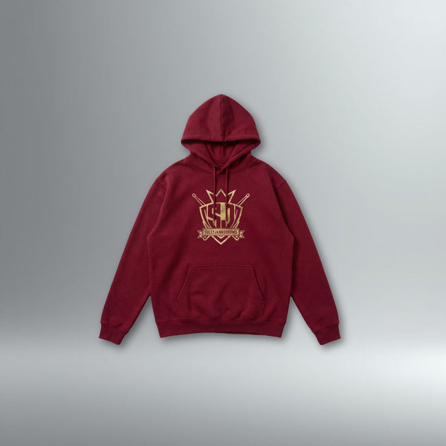 Sully Janko Hoodie | Gold Grunge Shield | Above Average Clothing | organic cotton apparel