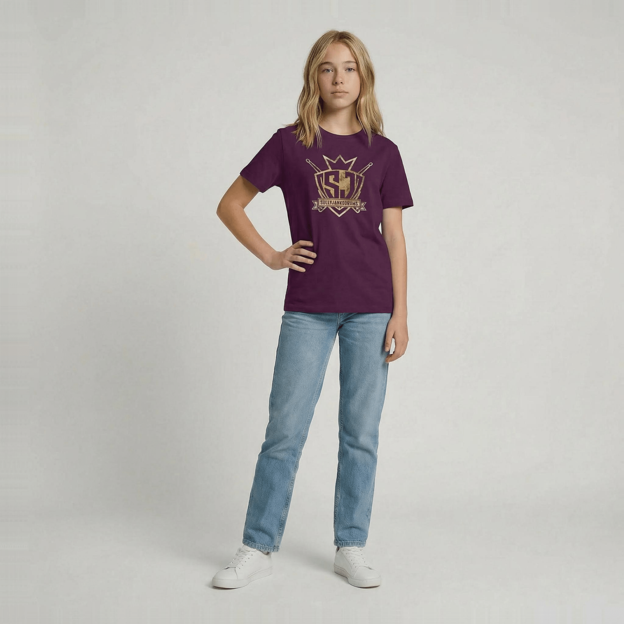 Sully Janko Tee | Gold Grunge Shield | Above Average Clothing | organic cotton apparel