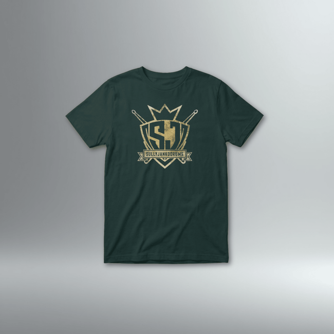 Sully Janko Tee | Gold Grunge Shield | Above Average Clothing | organic cotton apparel