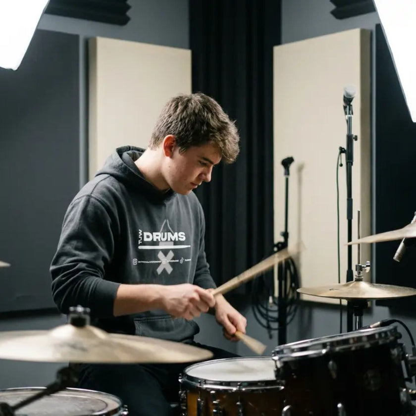 TJW Drums Black Hoodie | Above Average Clothing | organic cotton apparel
