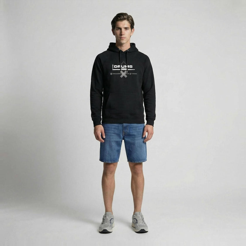 TJW Drums Black Hoodie | Above Average Clothing | organic cotton apparel