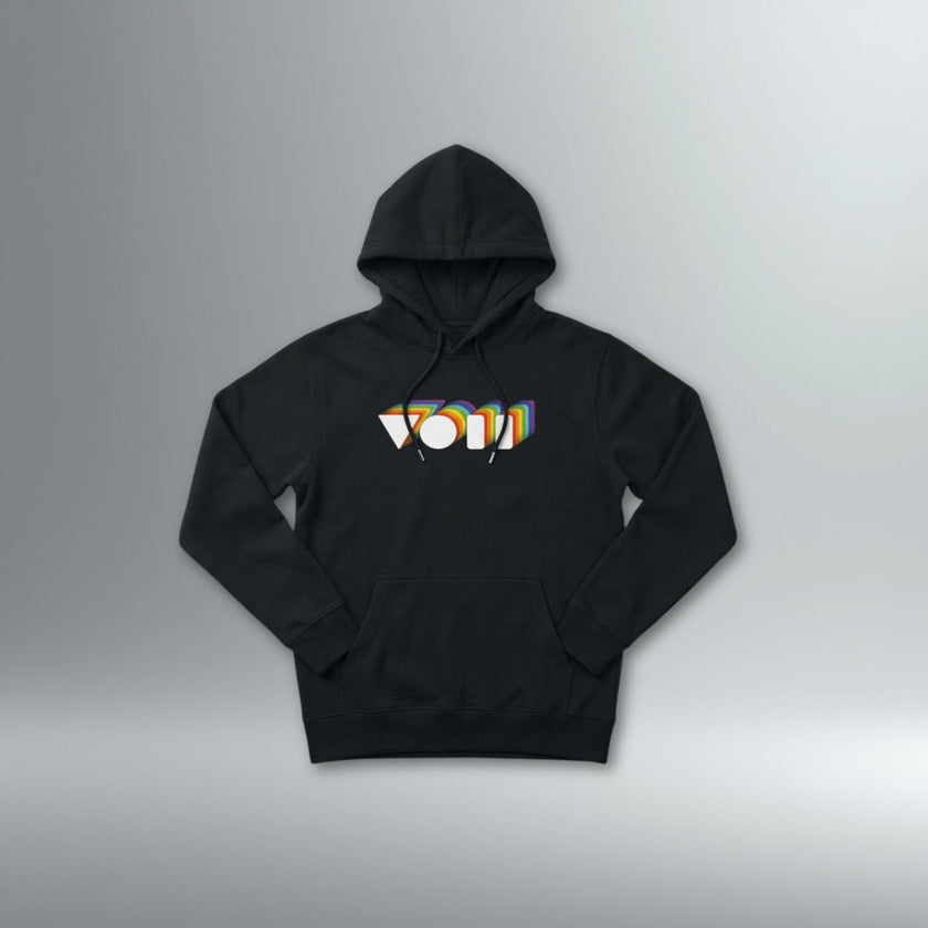 Vicky O'Neon Rainbow VON Hoodie | Above Average Clothing | organic cotton apparel